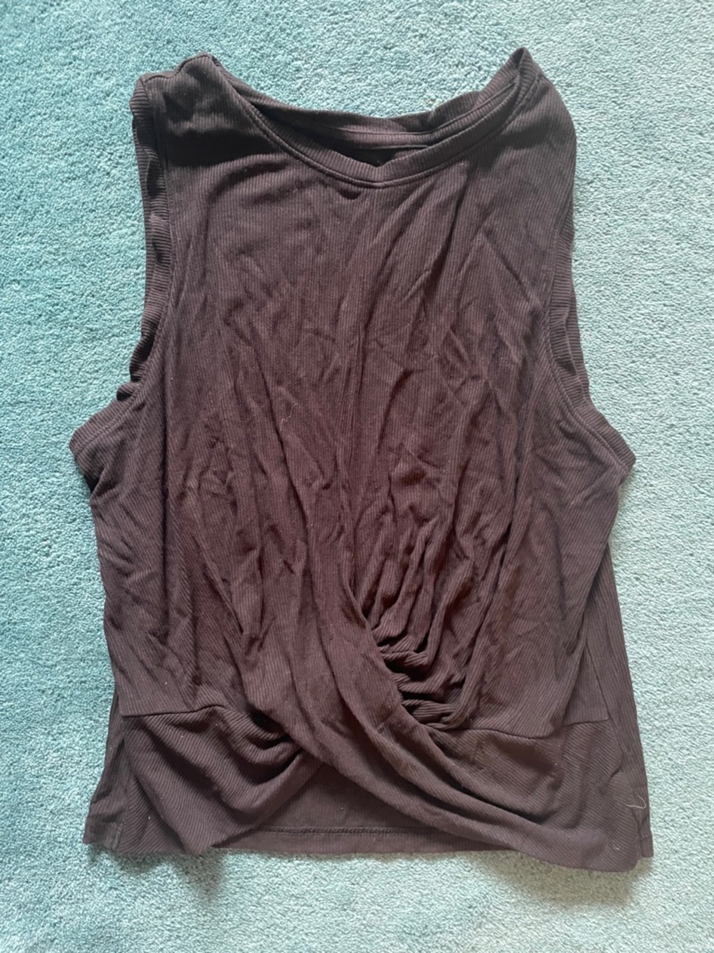 all in motion Black Twist-Hem Ribbed Tank Top